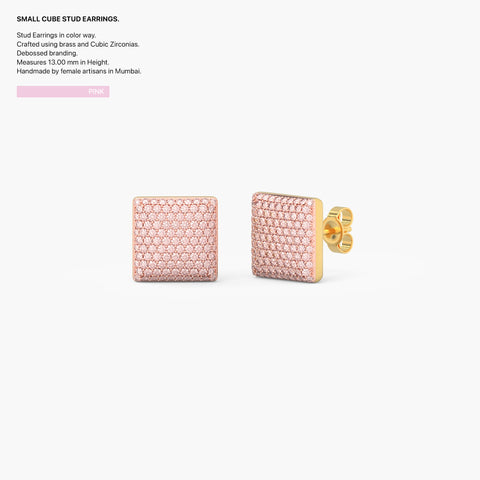 Cube Studs in Pink