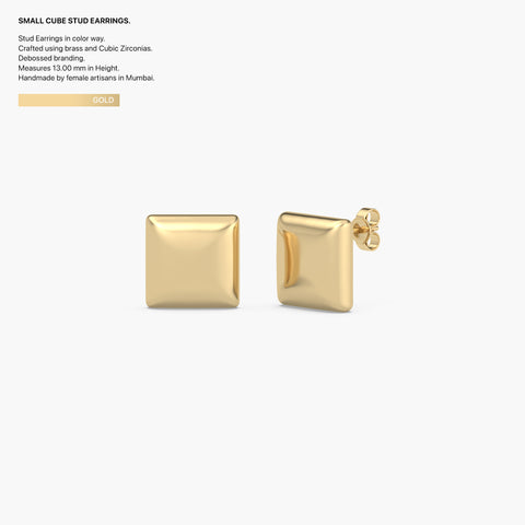 Cube Studs in Gold