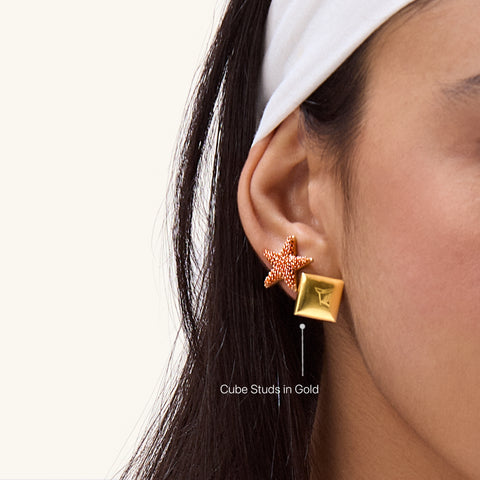Cube Studs in Gold