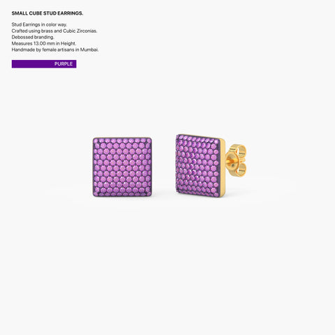 Cube Studs in Purple