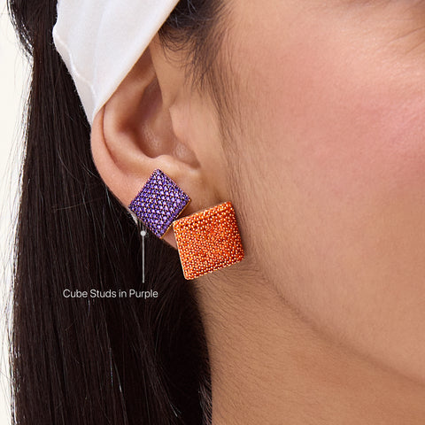Cube Studs in Purple