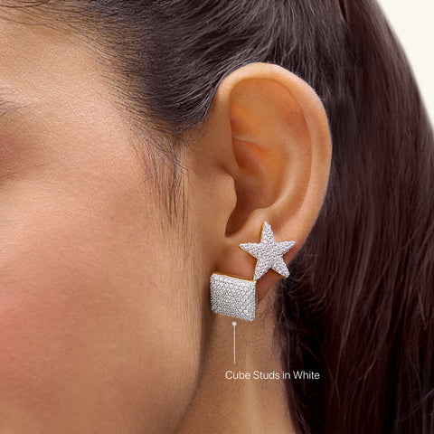 Cube Studs in White