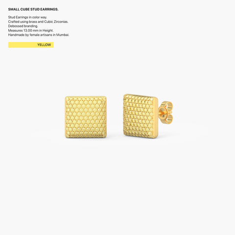 Cube Studs in Yellow