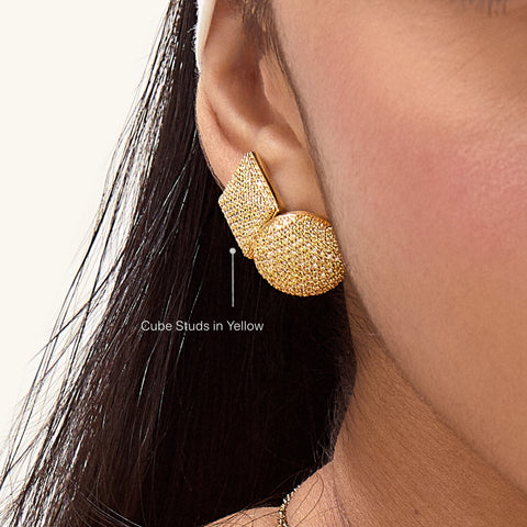 Cube Studs in Yellow