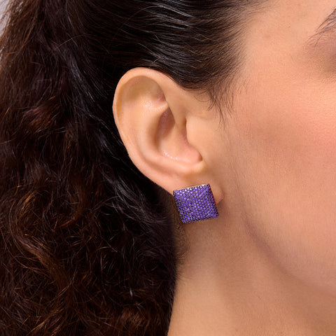 Cube Studs in Purple