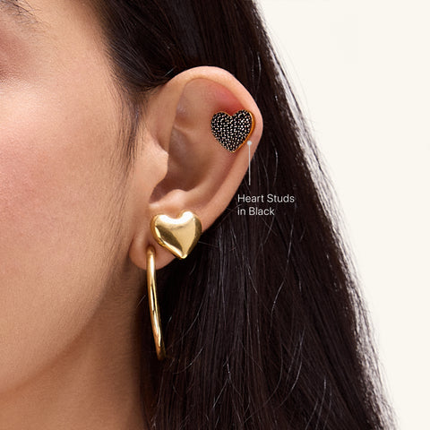 Heart Studs in Black