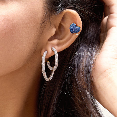 Heart Studs in Blue