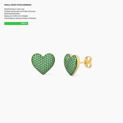 Heart Studs in Green