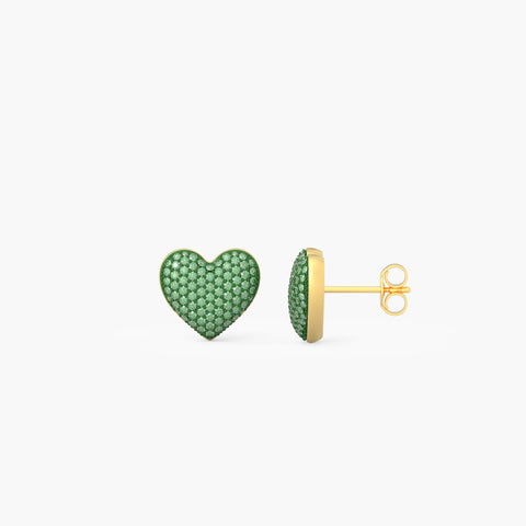 Heart Studs in Green