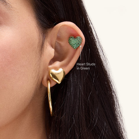 Heart Studs in Green