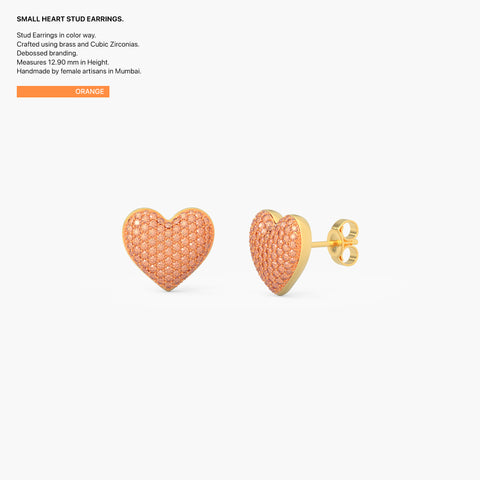 Heart Studs in Orange