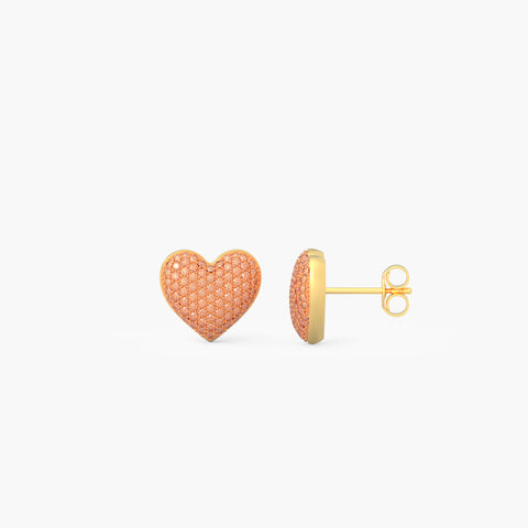 Heart Studs in Orange