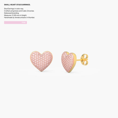 Heart Studs in Pink