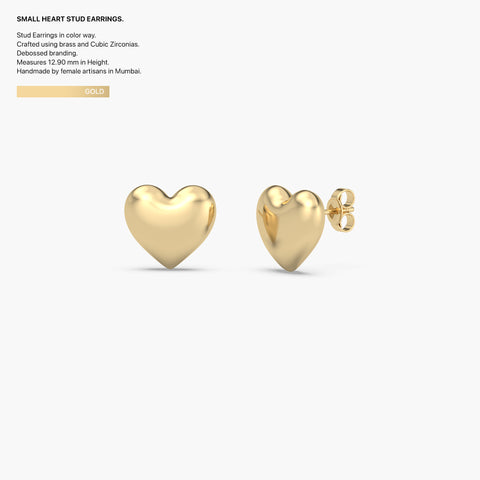 Heart Studs in Gold