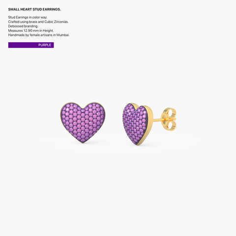 Heart Studs in Purple