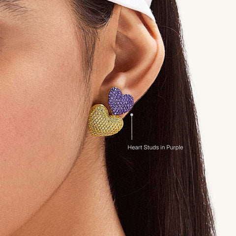 Heart Studs in Purple