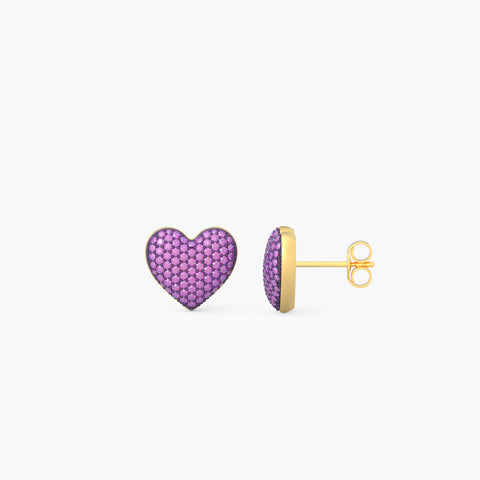 Heart Studs in Purple