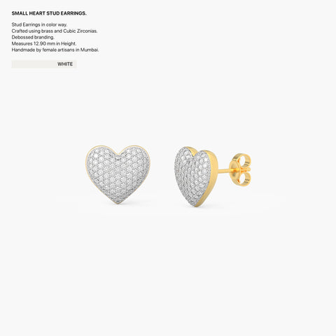 Heart Studs in White