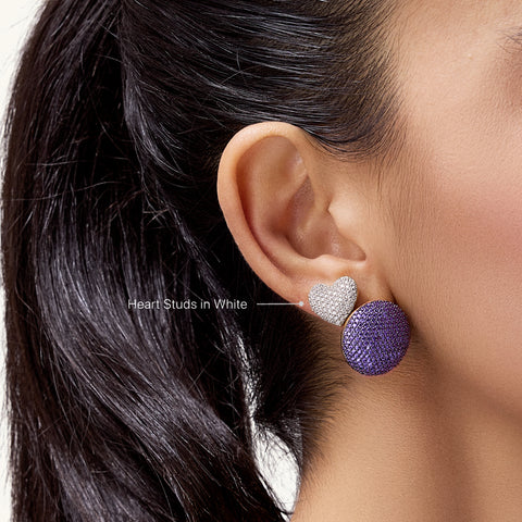 Heart Studs in White