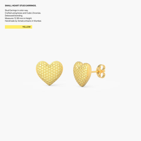 Heart Studs in Yellow