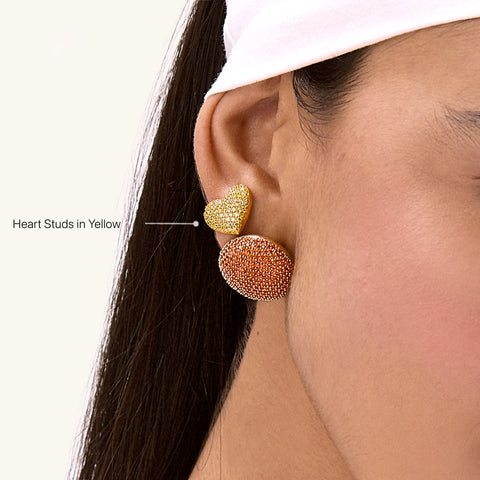 Heart Studs in Yellow