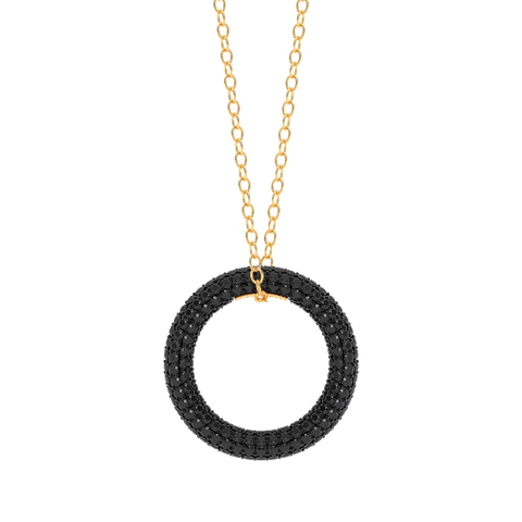 Full Circle Pendant Necklace in Black
