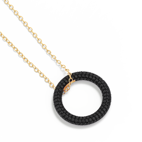 Full Circle Pendant Necklace in Black