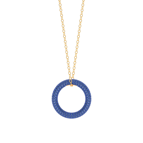 Full Circle Pendant Necklace in Blue