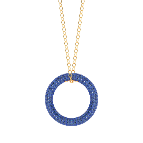 Full Circle Pendant Necklace in Blue
