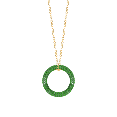 Full Circle Pendant Necklace in Green