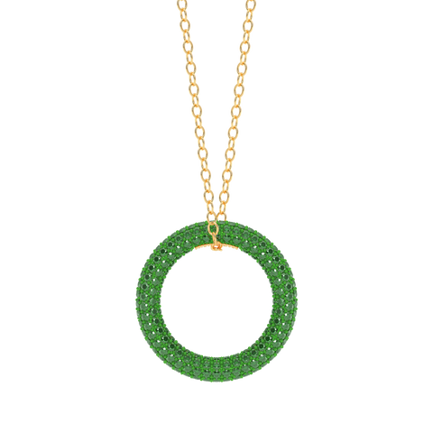 Full Circle Pendant Necklace in Green