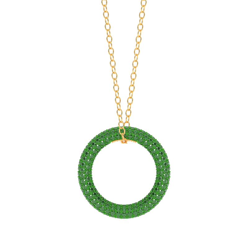Full Circle Pendant Necklace in Green