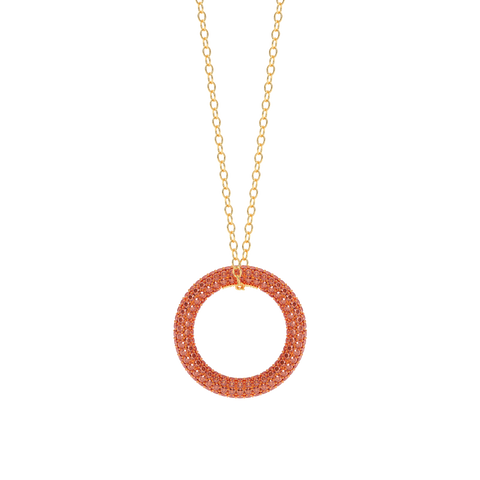 Full Circle Pendant Necklace in Orange