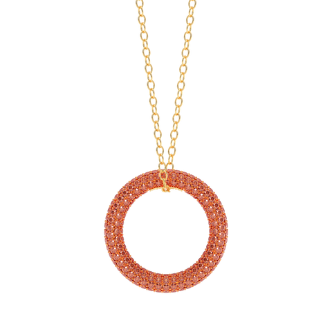 Full Circle Pendant Necklace in Orange
