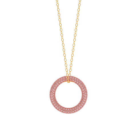 Full Circle Pendant Necklace in Pink