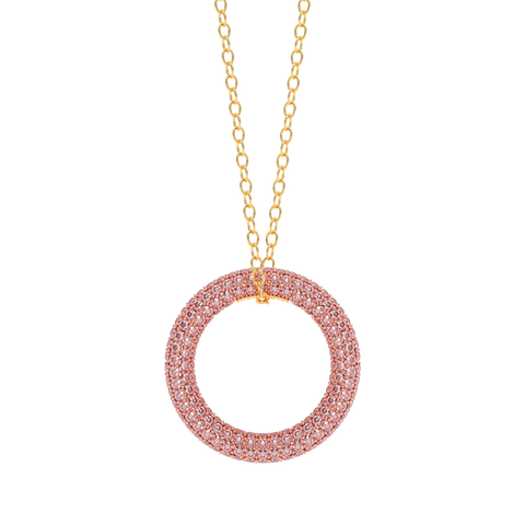 Full Circle Pendant Necklace in Pink