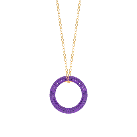 Full Circle Pendant Necklace in Purple