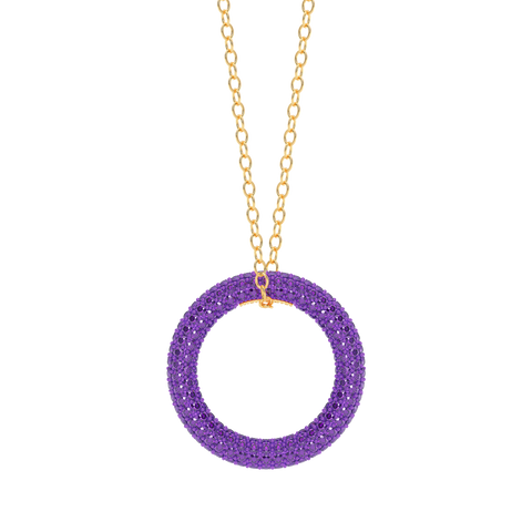 Full Circle Pendant Necklace in Purple