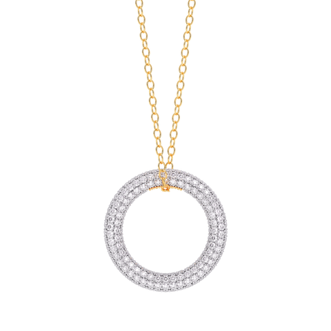 Full Circle Pendant Necklace in White