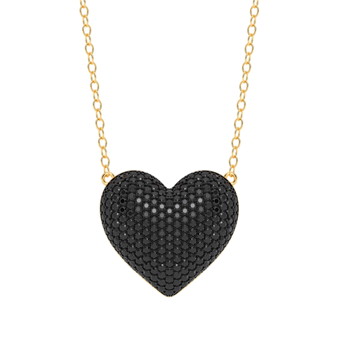 Heart Pendant Necklace in Black