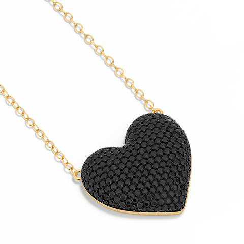 Heart Pendant Necklace in Black