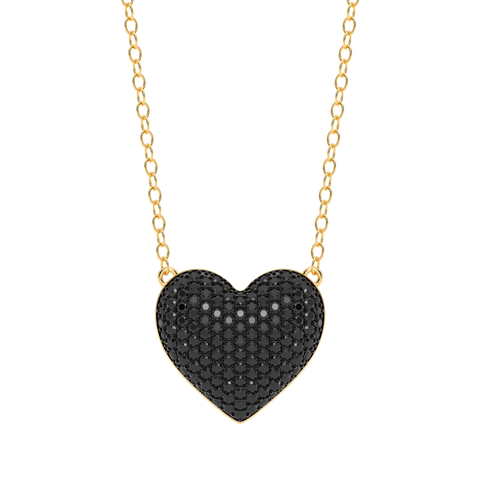 Heart Pendant Necklace in Black