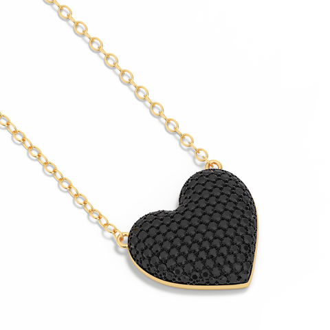 Heart Pendant Necklace in Black