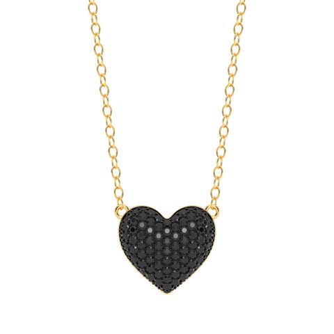 Heart Pendant Necklace in Black