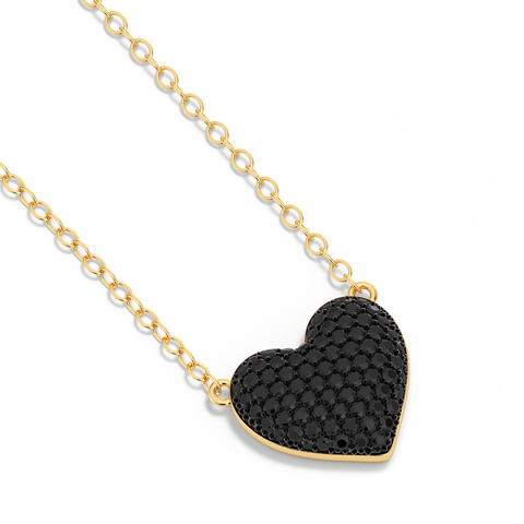 Heart Pendant Necklace in Black