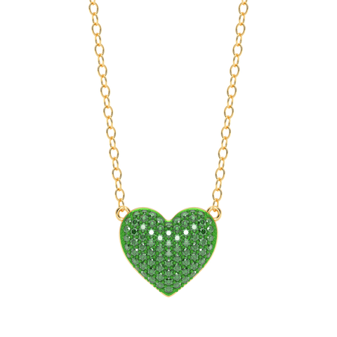 Heart Pendant Necklace in Green