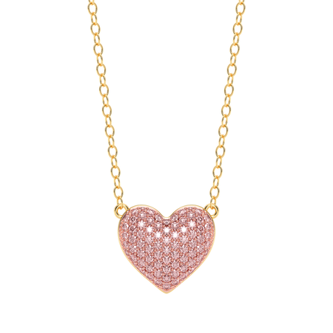 Heart Pendant Necklace in Pink