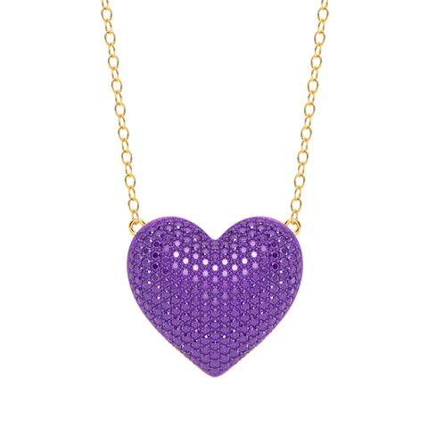 Heart Pendant Necklace in Purple
