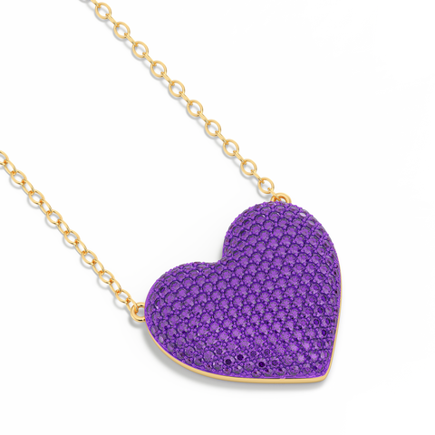 Heart Pendant Necklace in Purple