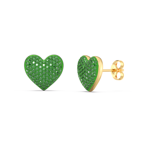 Heart Studs in Green